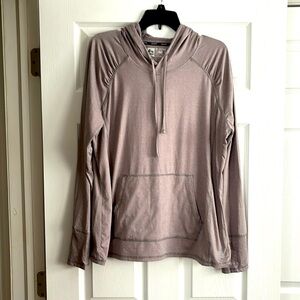 RBX HOODED LONG SLEEVE ACTIVEWEAR TOP-Size XL Gray/pale pink
